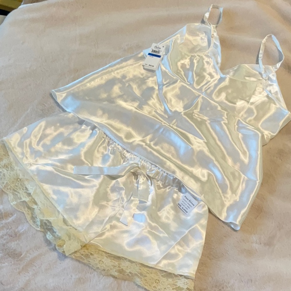 Flora Nikrooz White Satin Pajama Set